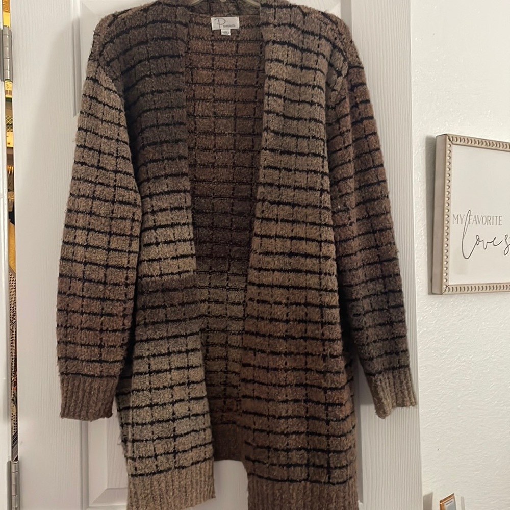 Black brown beige sweater jacket